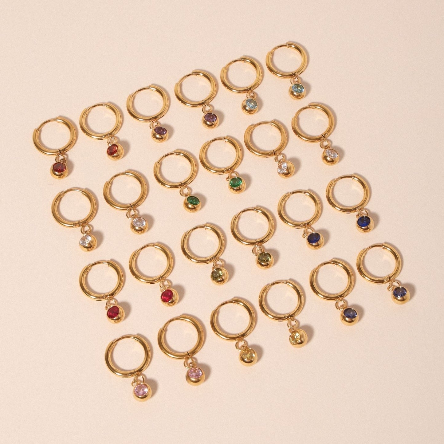 Birthstone Charm Hoops
