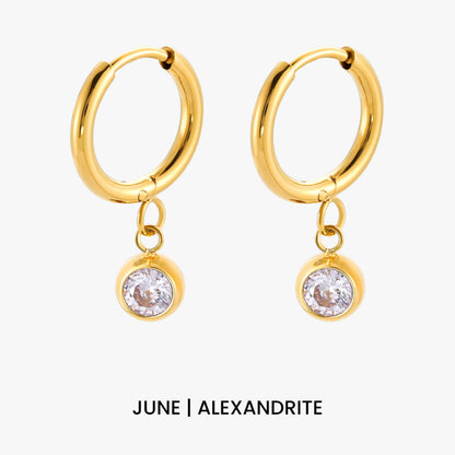 Birthstone Charm Hoops