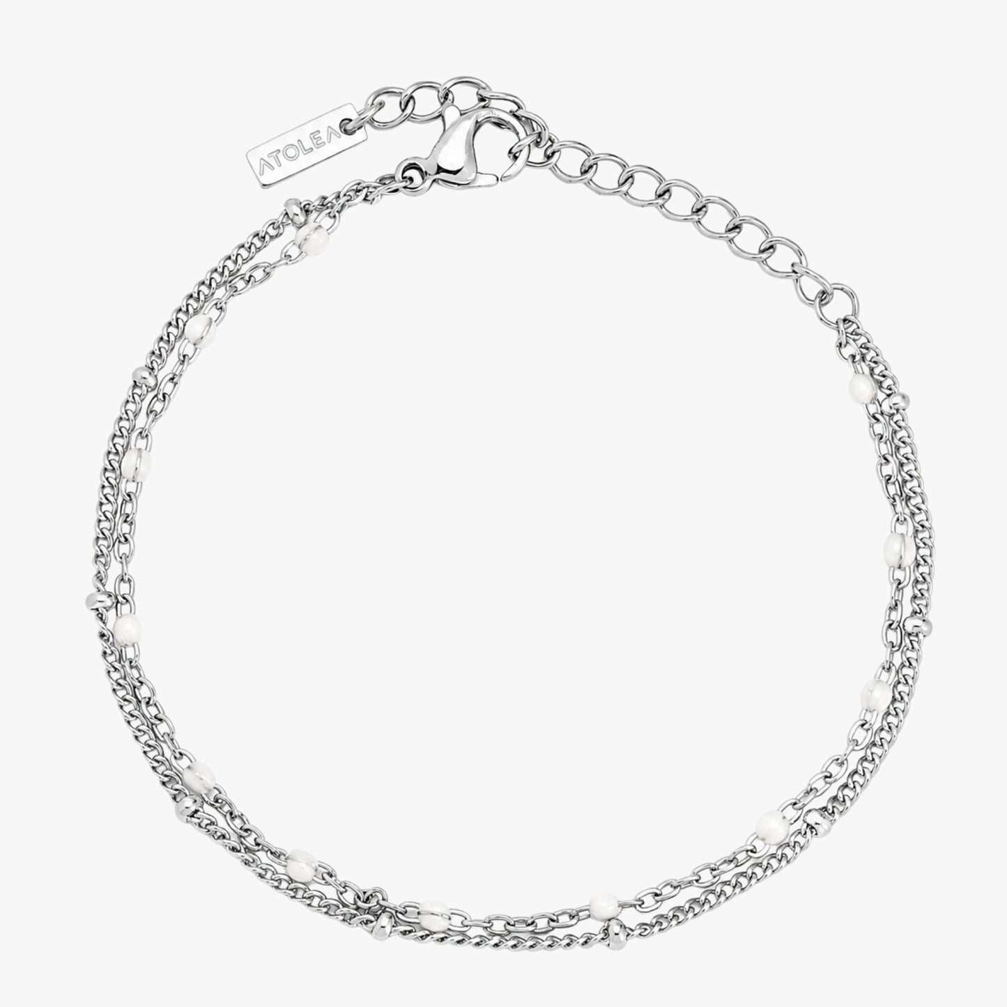 Double White Beaded Bracelet