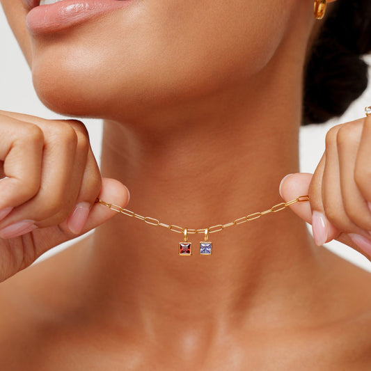 Collar de clip de oficina con piedra de nacimiento